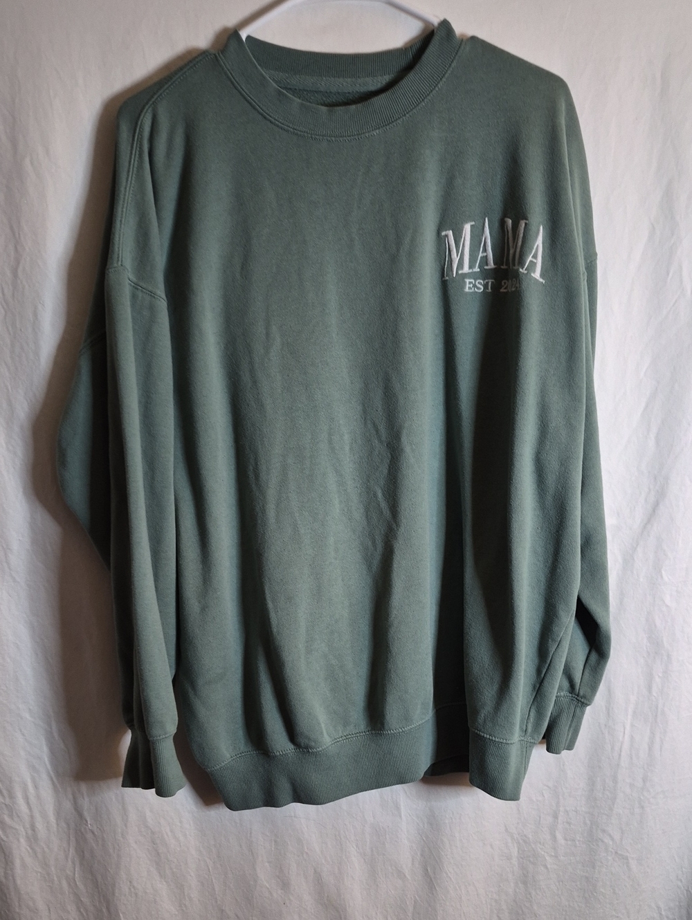 Love Sage Green 'MAMA' Pullover Crewneck Sweater